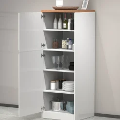 Dispensa cucina 60x165h cm 4 ripiani bianco rovere Gourmet