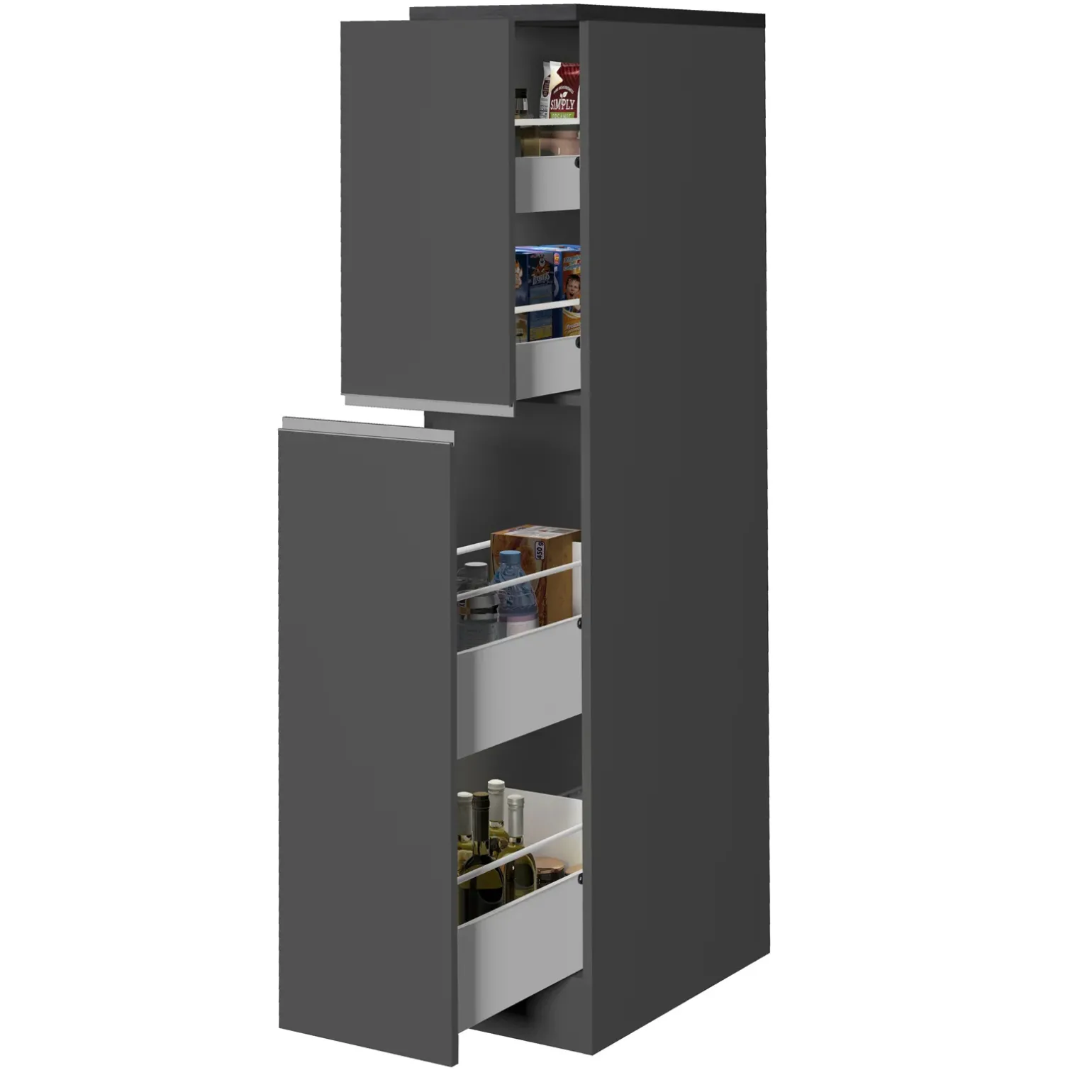 Dispensa cucina 30x165h cm scorrevole antracite grigio pietra Gourmet