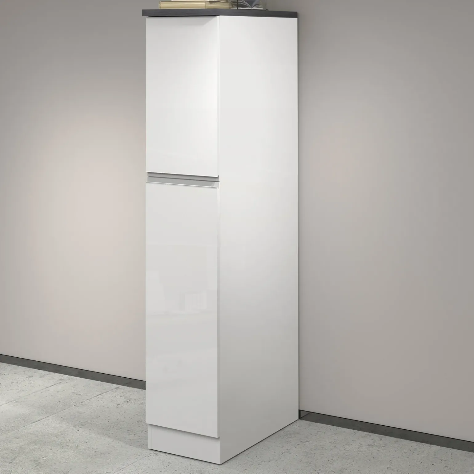 Dispensa cucina 30x165h cm scorrevole bianco grigio pietra Gourmet