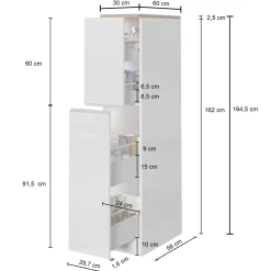 Dispensa cucina 30x165h cm scorrevole bianco rovere Gourmet