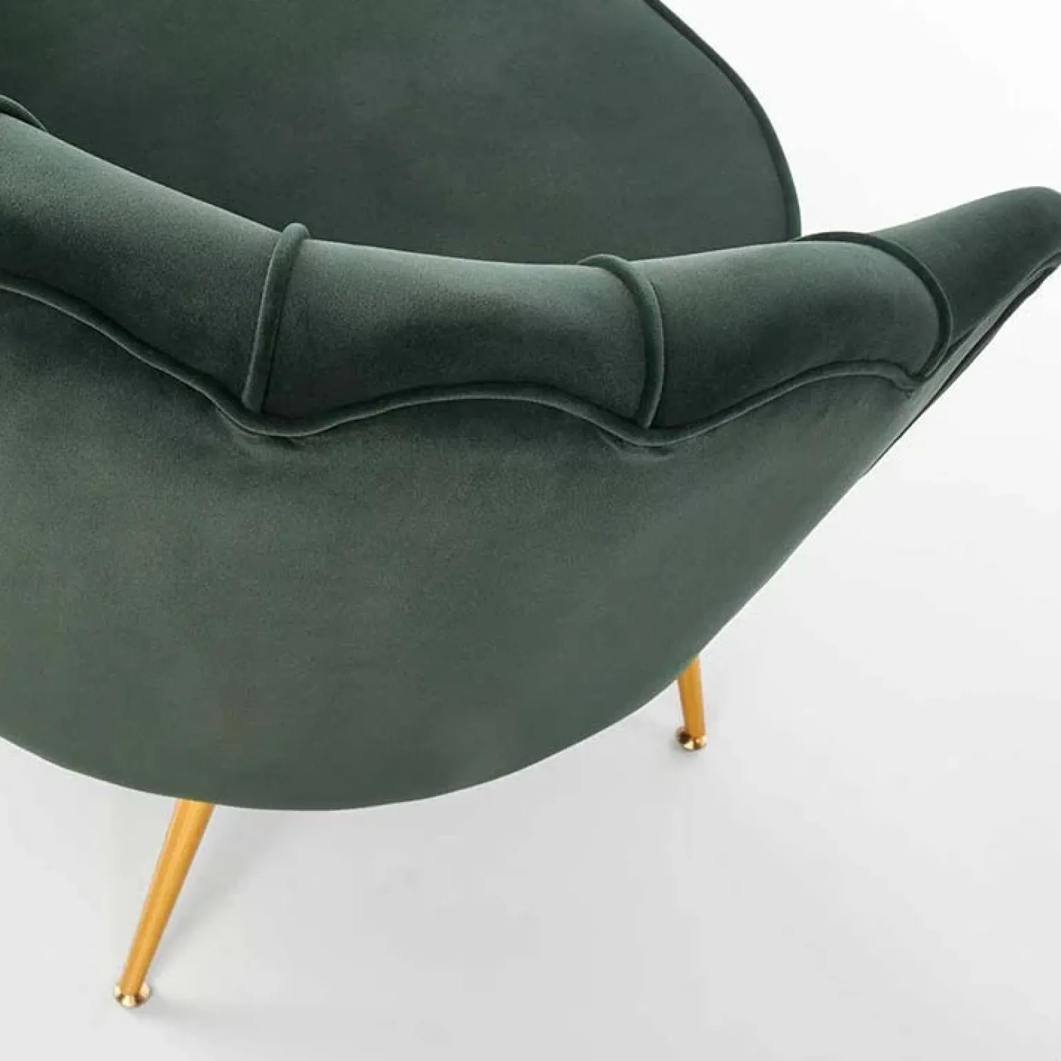 Divanetto 2 posti imbottito 131x77cm in velluto verde gambe oro Gabriella