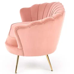 Divanetto 131x77cm 2 posti imbottito in velluto rosa antico gambe in oro Gabriella