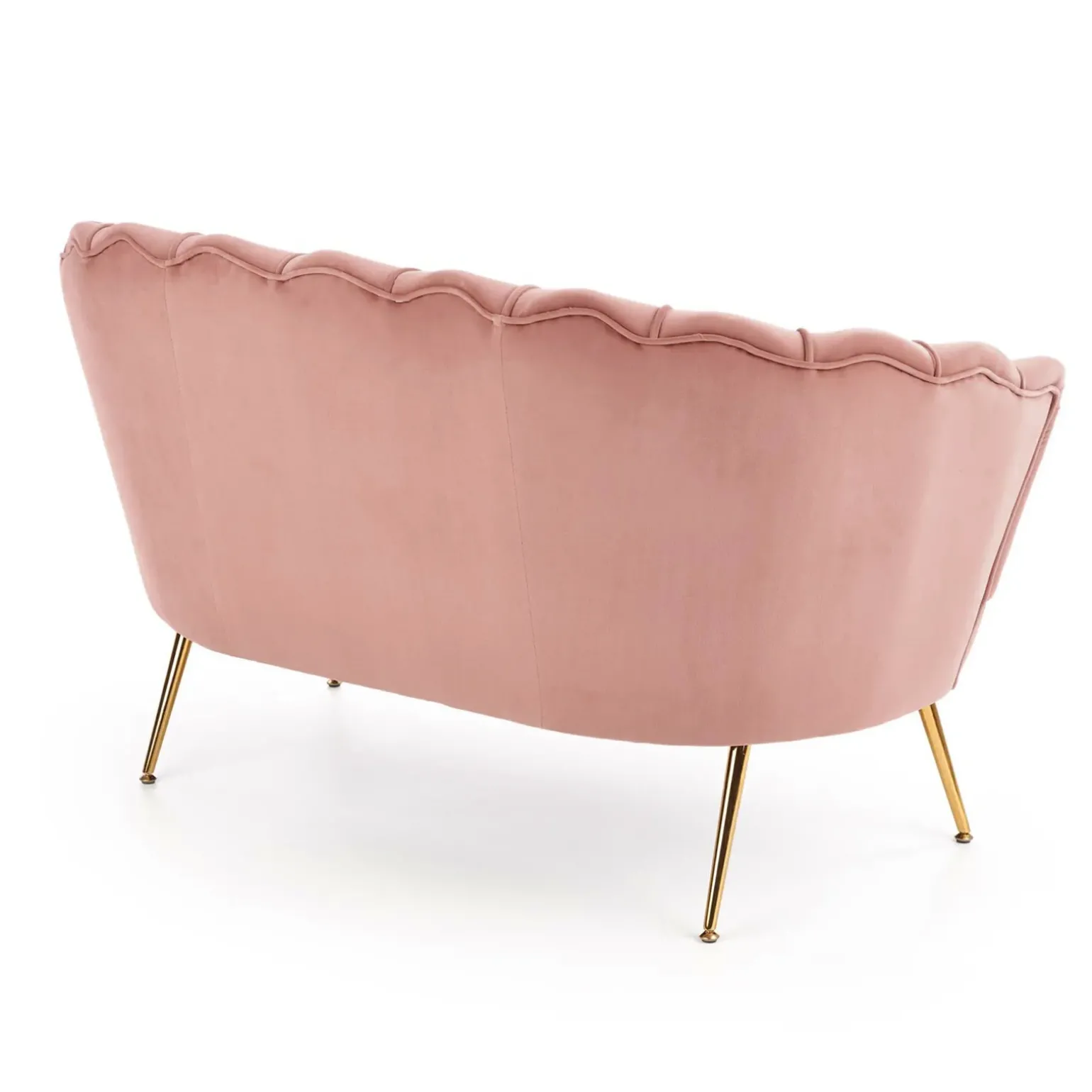Divanetto 131x77cm 2 posti imbottito in velluto rosa antico gambe in oro Gabriella