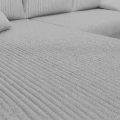 Divano angolare letto 238x147cm 3 posti velluto a coste grigio Flow