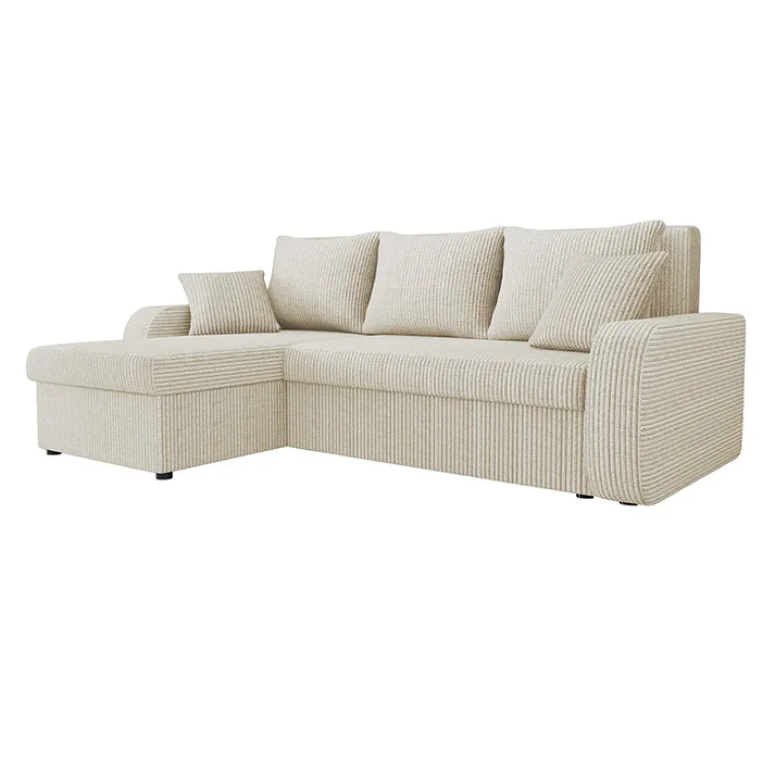 Divano angolare letto 238x147cm 3 posti velluto a coste beige Flow