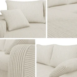 Divano angolare letto 238x147cm 3 posti velluto a coste beige Flow