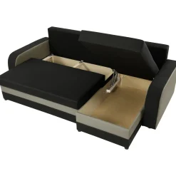 Divano angolare letto 238x147cm 3 posti grigio nero Flow