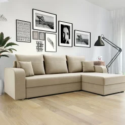 Divano angolare letto 237x139cm 3 posti matrimoniale angolare beige Flow
