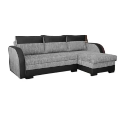 Divano angolare letto 230x140cm 3 posti grigio chiaro nero Metz