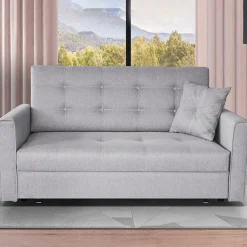 Divano letto 3 posti 153cm imbottito in tessuto grigio Isidore