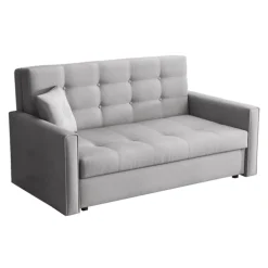 Divano letto 3 posti 153cm imbottito in tessuto grigio Isidore