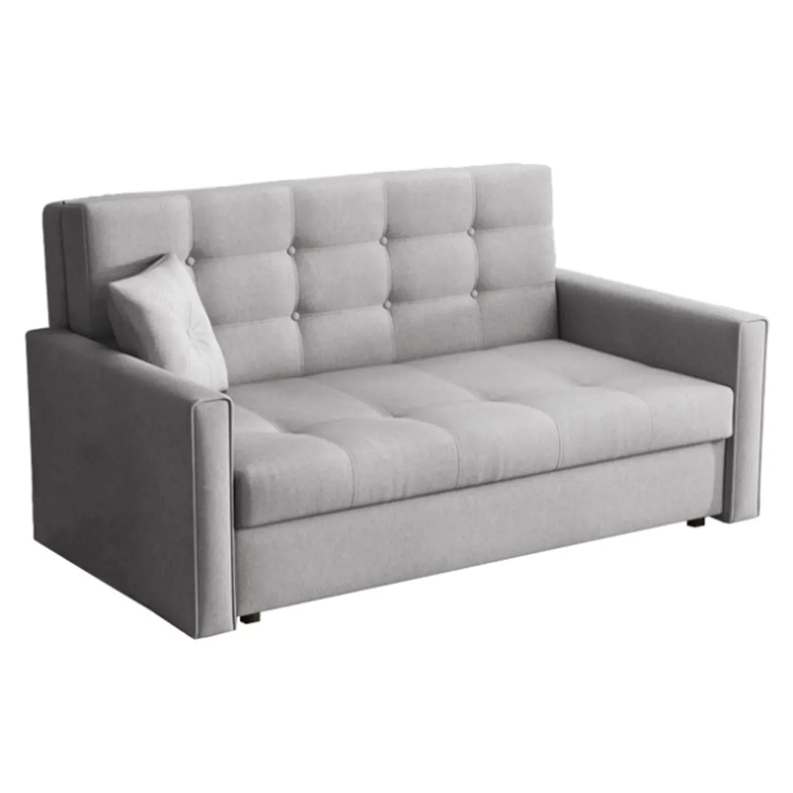 Divano letto 3 posti 153cm imbottito in tessuto grigio Isidore