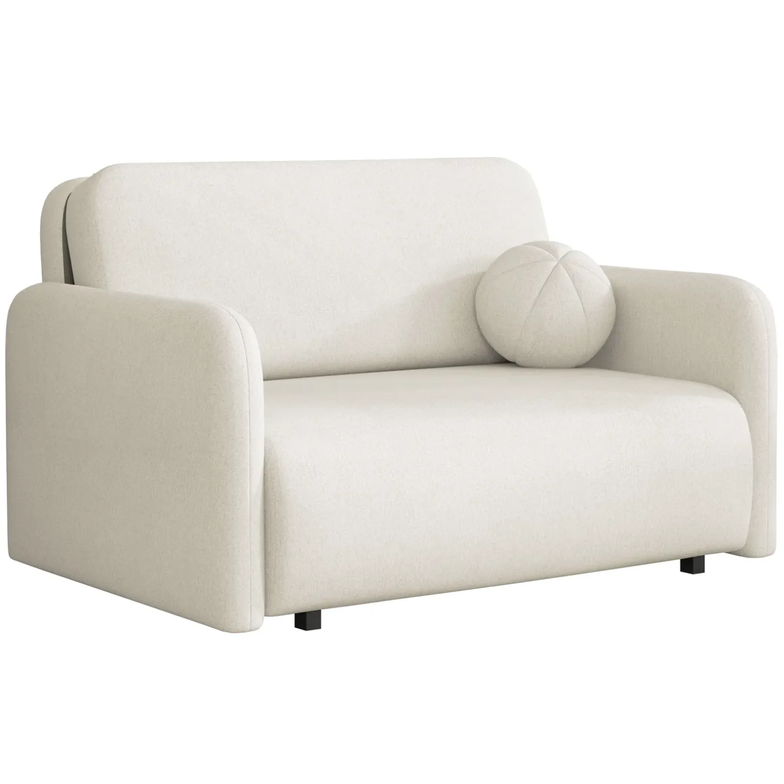 Divano letto 2 posti 130x103 cm con contenitore e cuscino tessuto velo panna Reposa