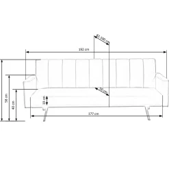 Divano letto 3 posti 192x82 cm velluto verde scuro Nespolo