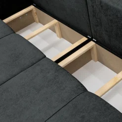 Divano letto 3 posti 248x90cm con contenitore in tessuto velo nero Floty