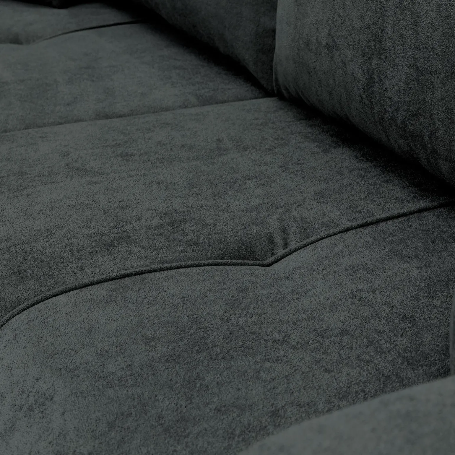 Divano letto 3 posti 248x90cm con contenitore in tessuto velo nero Floty