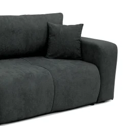 Divano letto 3 posti 248x90cm con contenitore in tessuto velo nero Floty