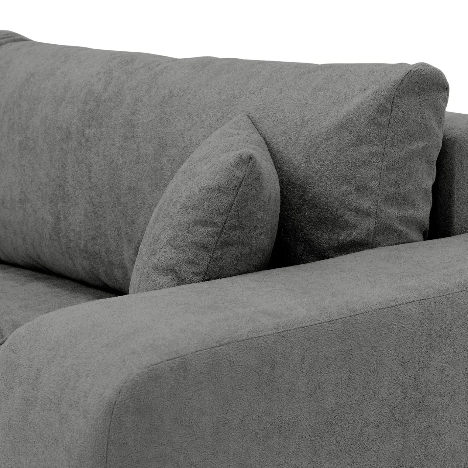 Divano letto 3 posti 248x90cm con contenitore in tessuto velo grigio scuro Floty
