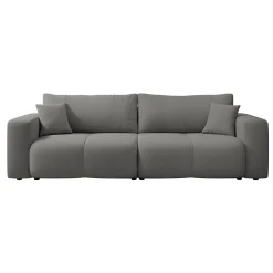 Divano letto 3 posti 248x90cm con contenitore in tessuto velo grigio scuro Floty