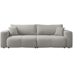 Divano letto 3 posti 248x90cm con contenitore in tessuto velo grigio chiaro Floty