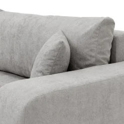 Divano letto 3 posti 248x90cm con contenitore in tessuto velo grigio chiaro Floty