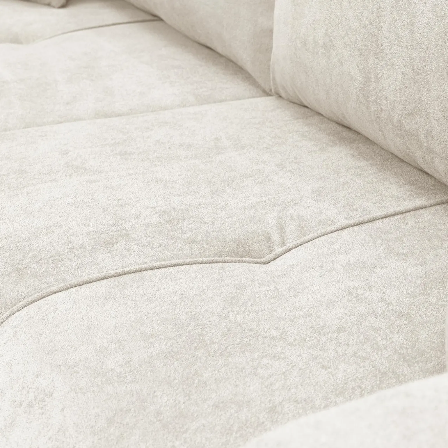 Divano letto 3 posti 248x90cm con contenitore in tessuto velo bianco Floty