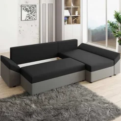 Divano letto 3 posti 240x145cm matrimoniale angolare grigio nero Appia