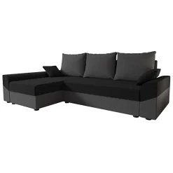 Divano letto 3 posti 240x145cm matrimoniale angolare grigio nero Appia