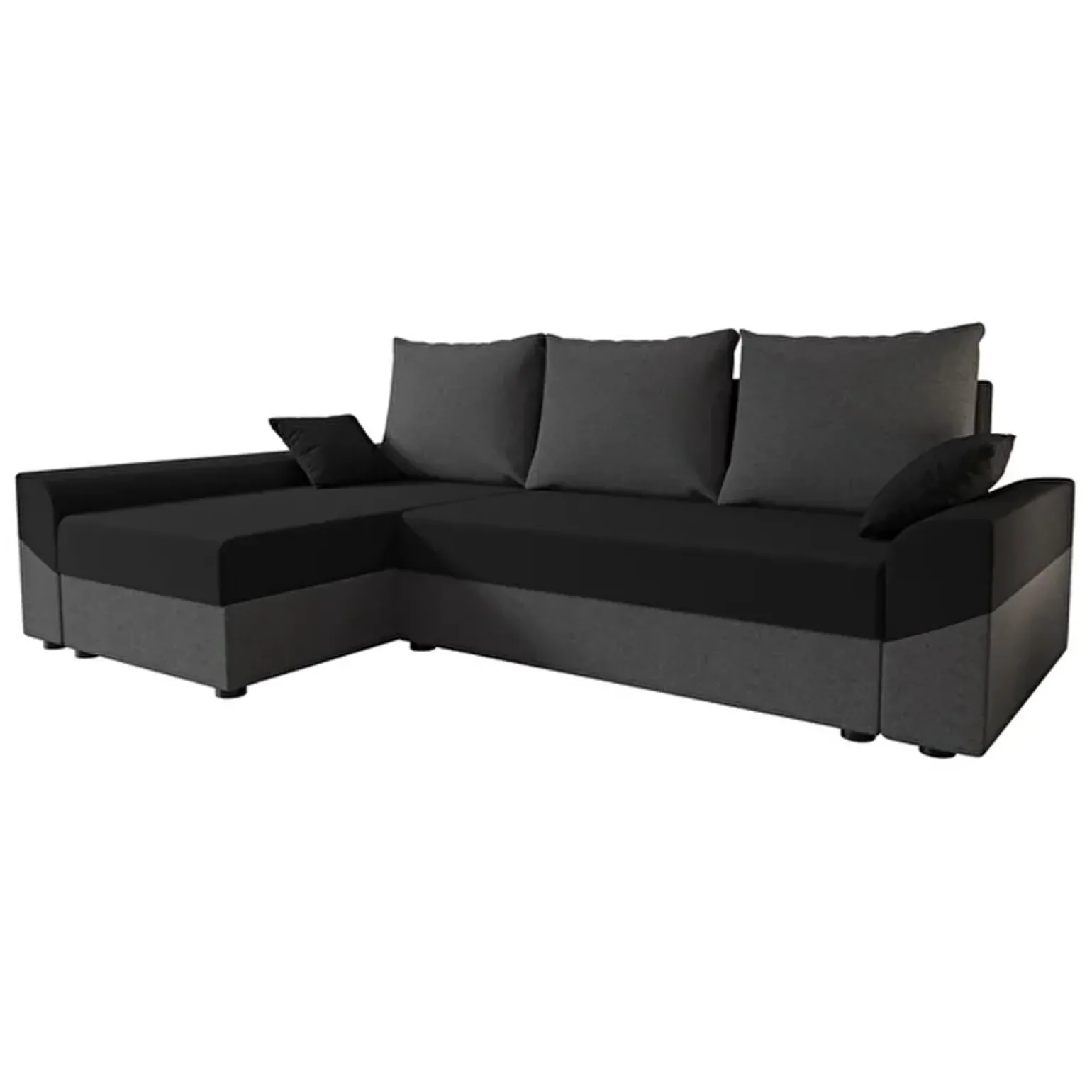 Divano letto 3 posti 240x145cm matrimoniale angolare grigio nero Appia