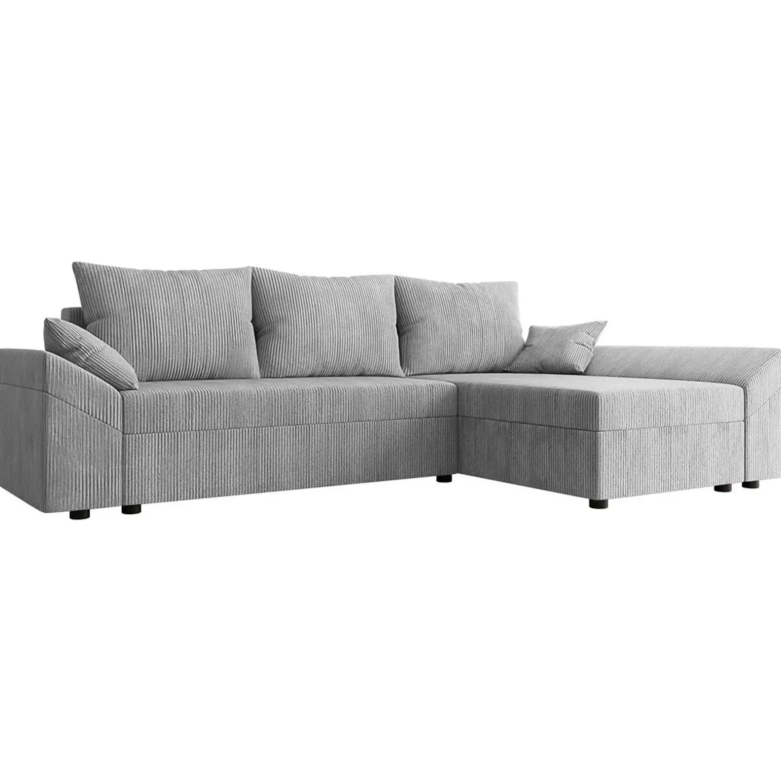 Divano letto 3 posti 240x145cm matrimoniale angolare velluto a coste grigio Appia