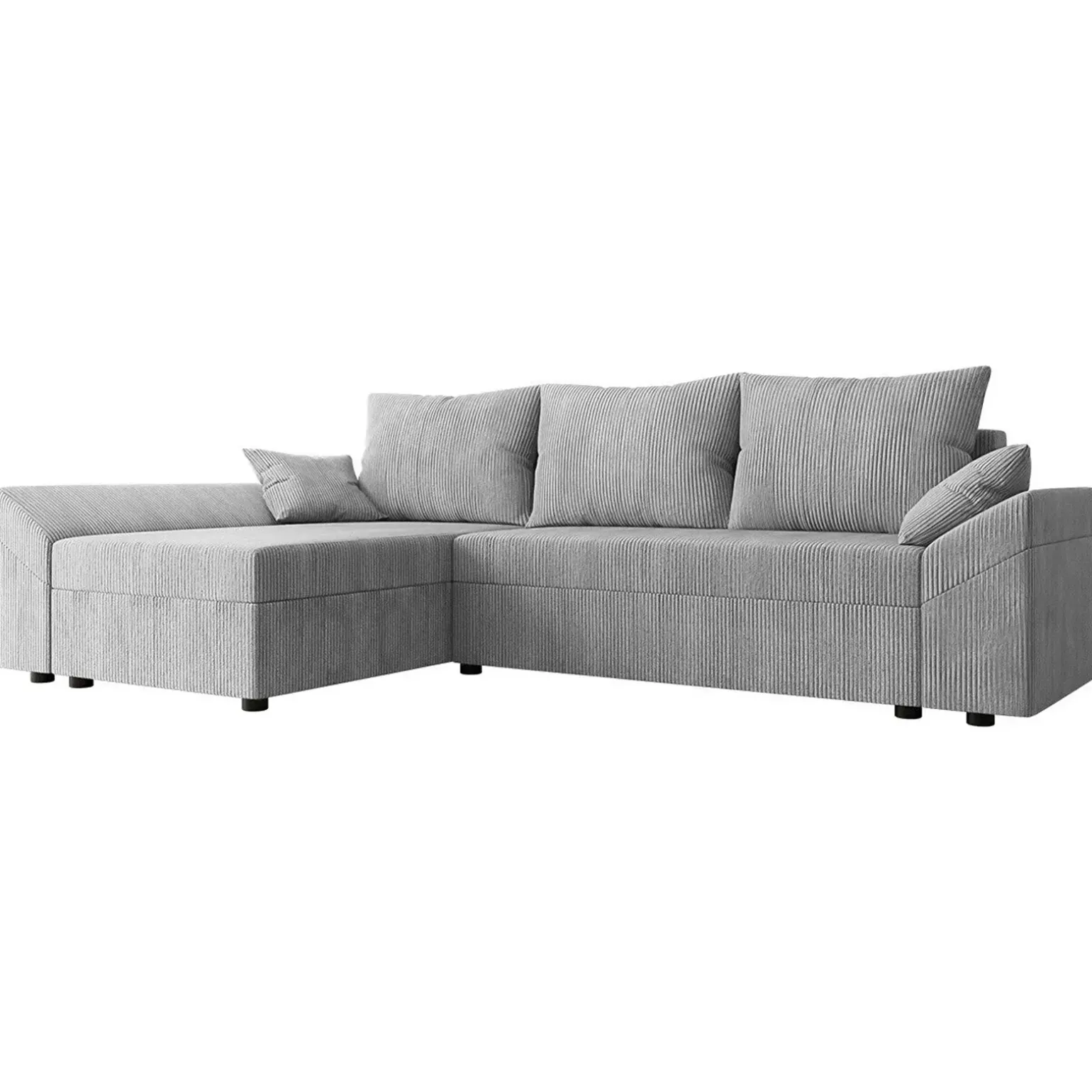 Divano letto 3 posti 240x145cm matrimoniale angolare velluto a coste grigio Appia