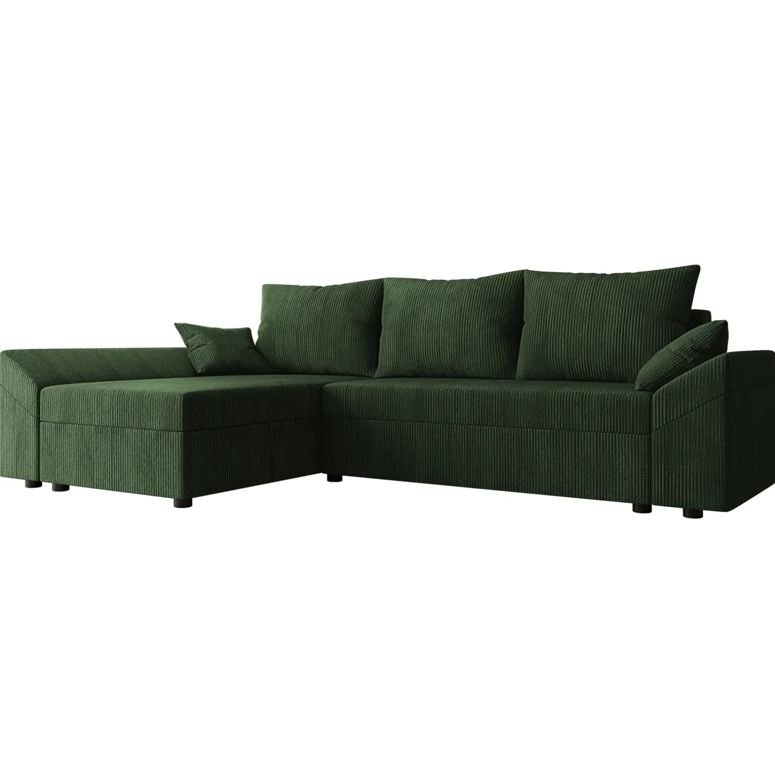 Divano letto 3 posti 240x145cm matrimoniale angolare velluto a coste verde Appia