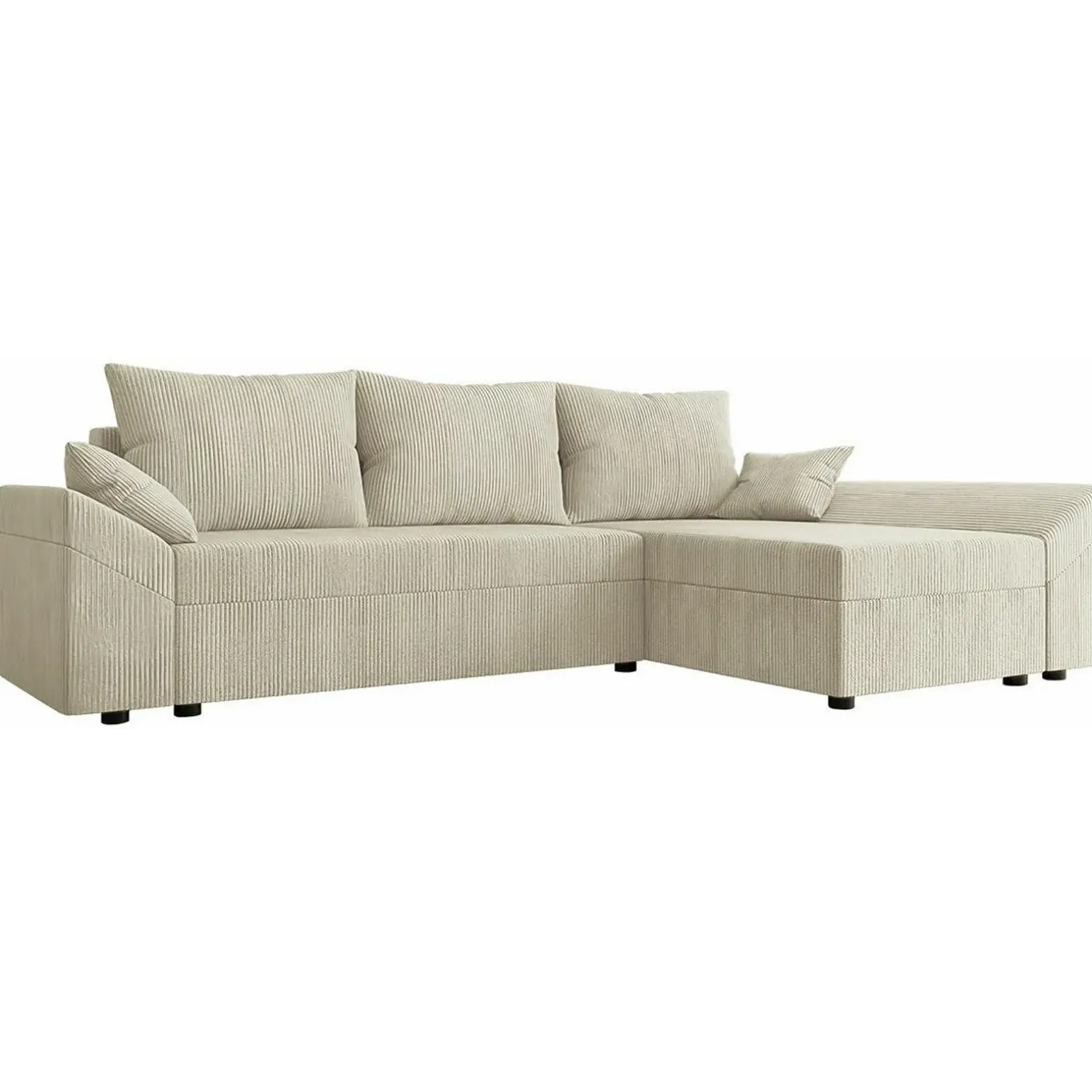 Divano letto 3 posti 240x145cm matrimoniale angolare velluto a coste beige Appia