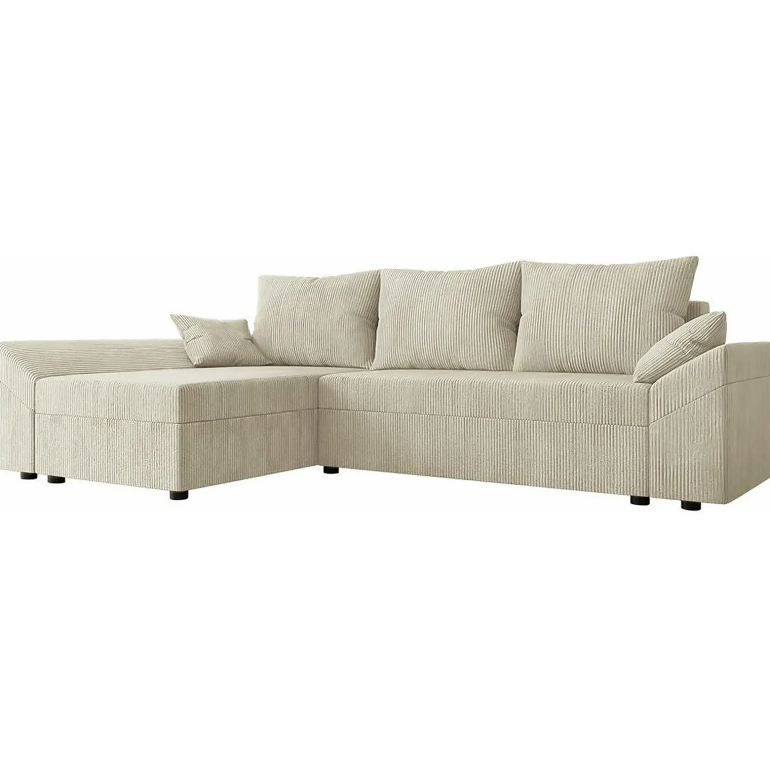 Divano letto 3 posti 240x145cm matrimoniale angolare velluto a coste beige Appia