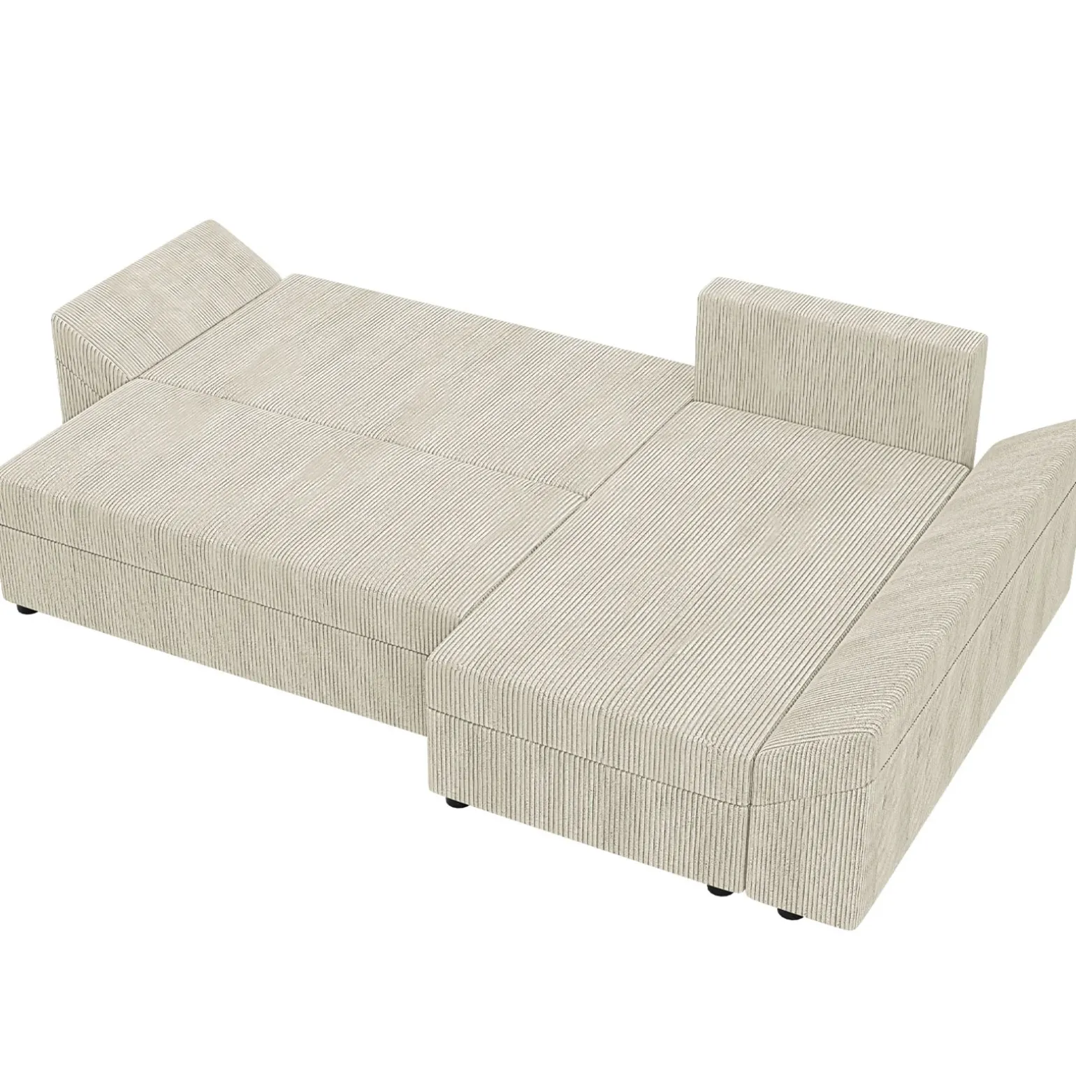 Divano letto 3 posti 240x145cm matrimoniale angolare velluto a coste beige Appia
