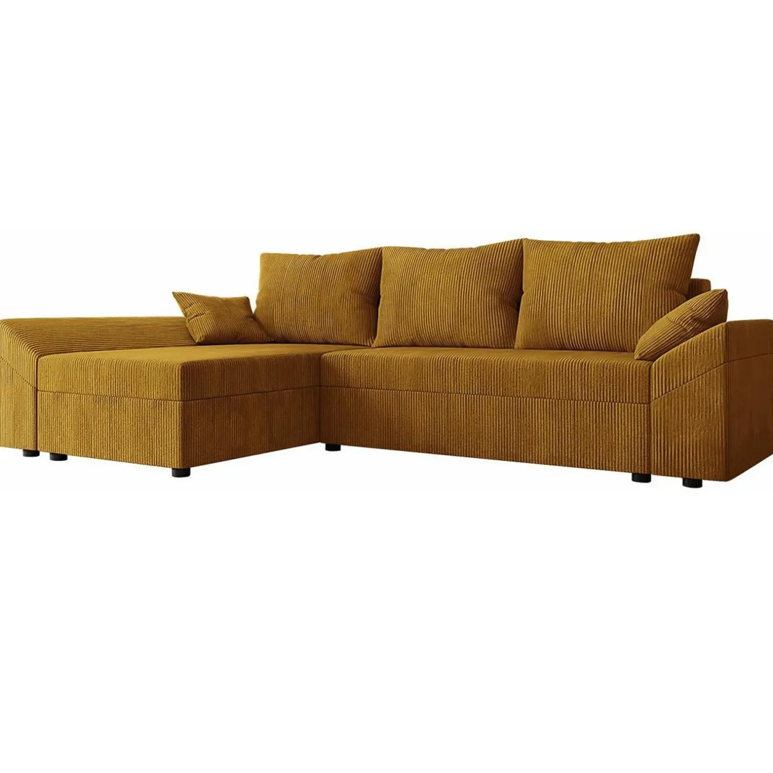 Divano letto 3 posti 240x145cm matrimoniale angolare velluto a coste senape ocra Appia