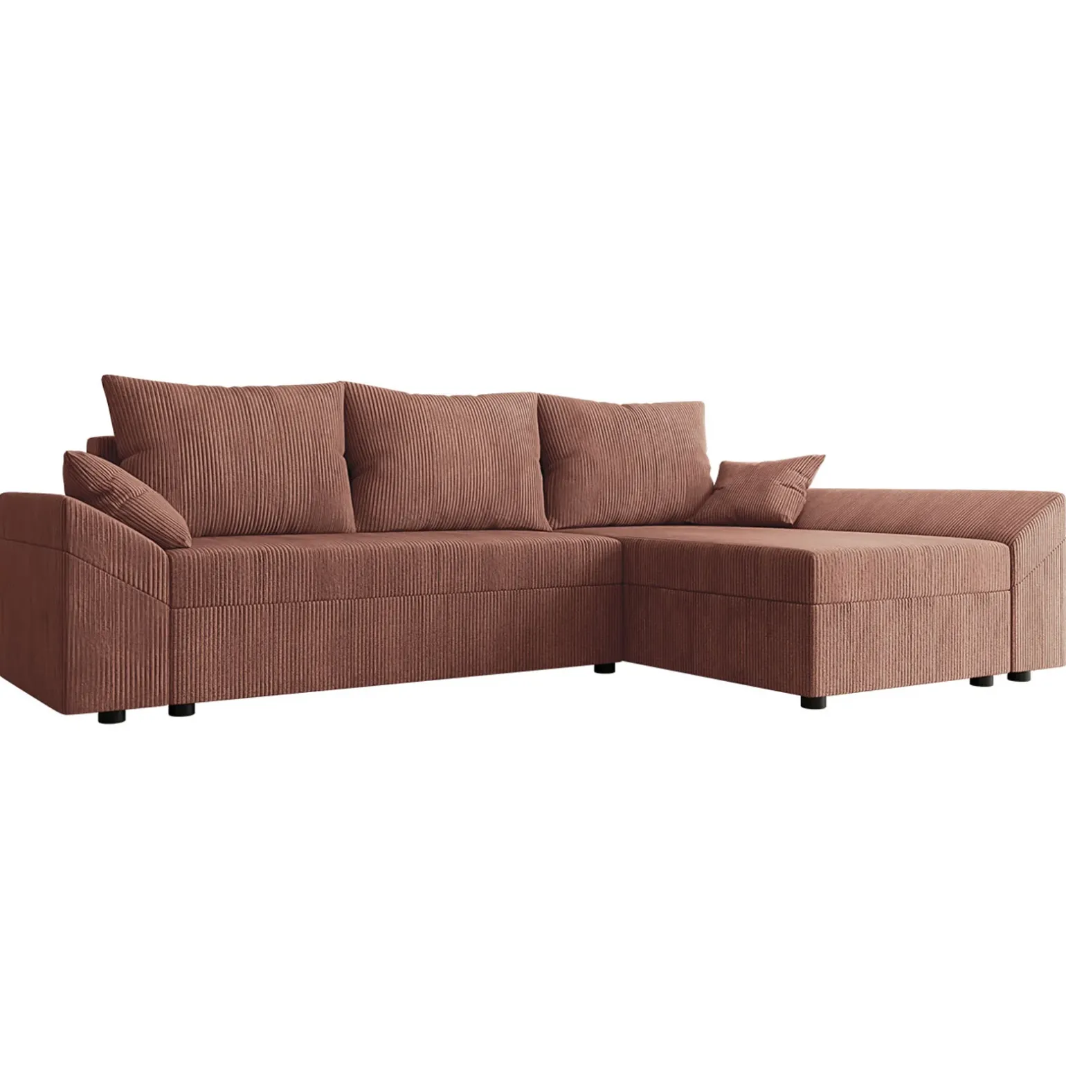 Divano letto 3 posti 240x145cm matrimoniale angolare velluto a coste rosa Appia