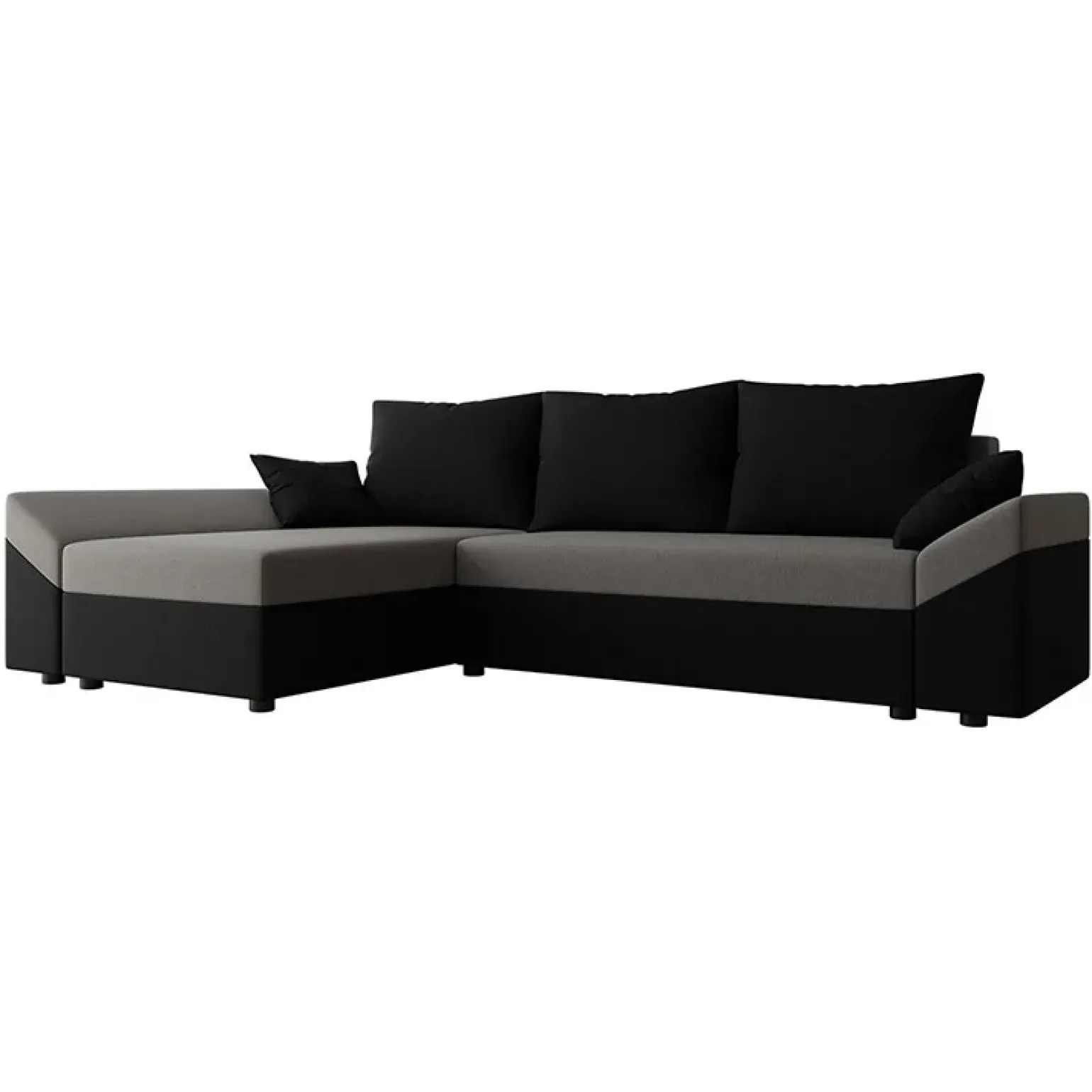 Divano letto 3 posti 240x145cm matrimoniale angolare nero grigio Appia