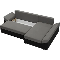 Divano letto 3 posti 240x145cm matrimoniale angolare nero grigio Appia