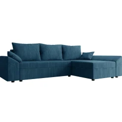 Divano letto 3 posti 240x145cm matrimoniale angolare velluto a coste blu Appia