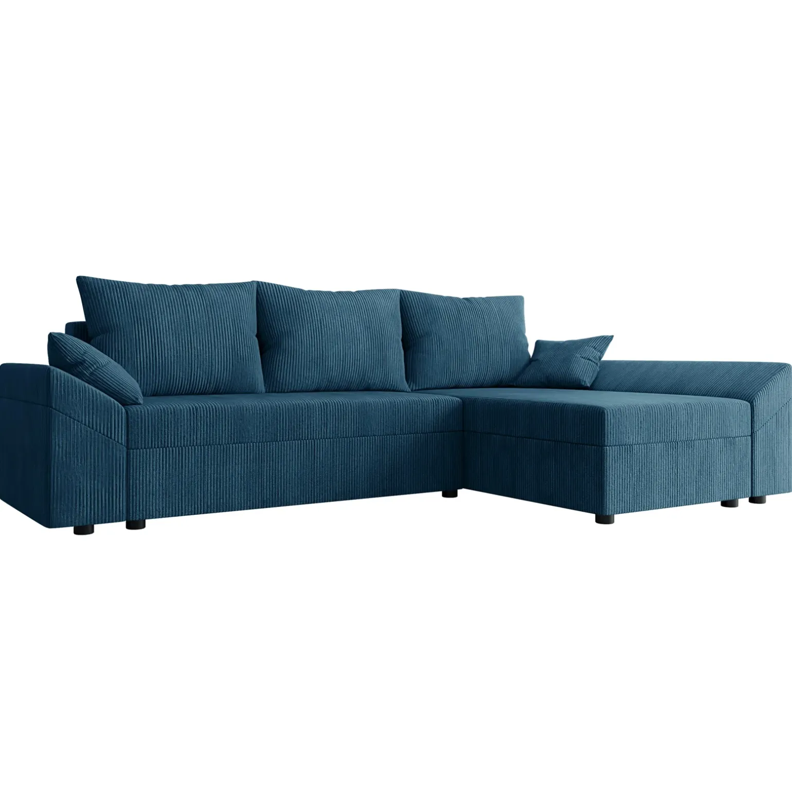 Divano letto 3 posti 240x145cm matrimoniale angolare velluto a coste blu Appia