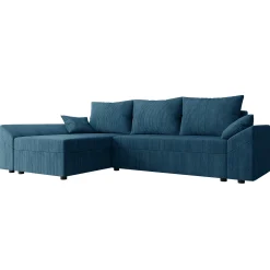 Divano letto 3 posti 240x145cm matrimoniale angolare velluto a coste blu Appia