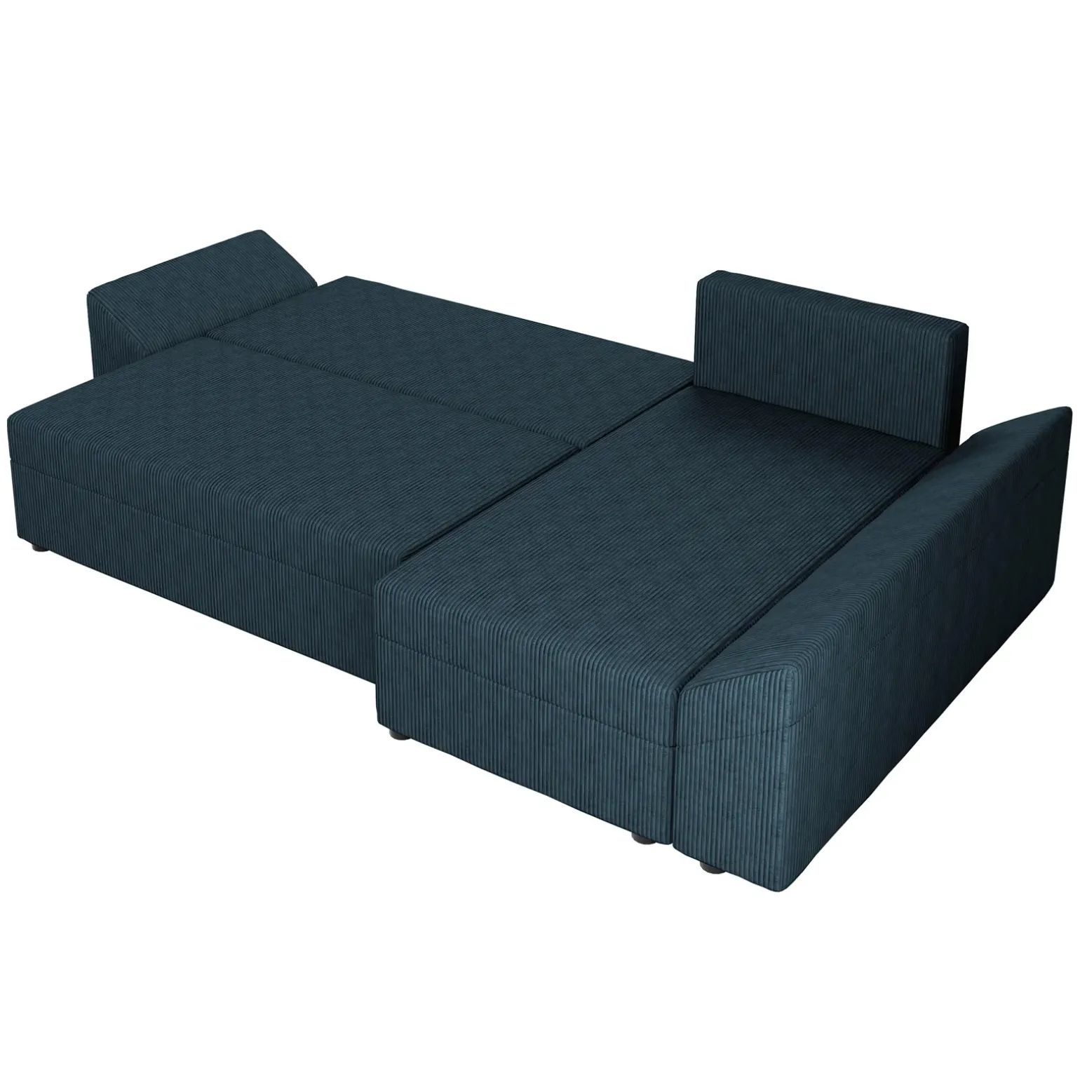 Divano letto 3 posti 240x145cm matrimoniale angolare velluto a coste blu Appia