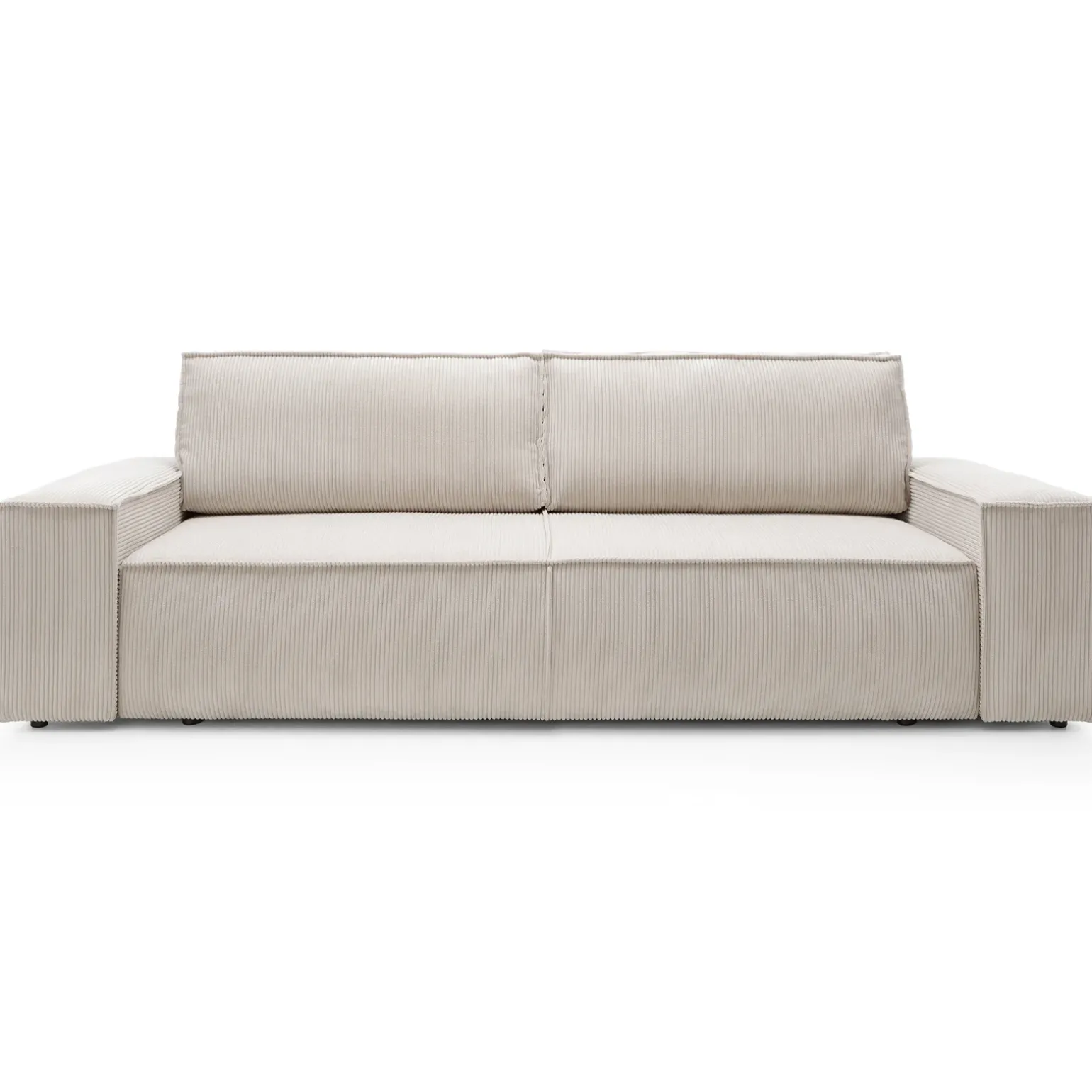 Divano letto 3 posti 257x106cm velluto a coste beige Snuggle