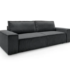 Divano letto 3 posti 257x106cm velluto a coste antracite Snuggle