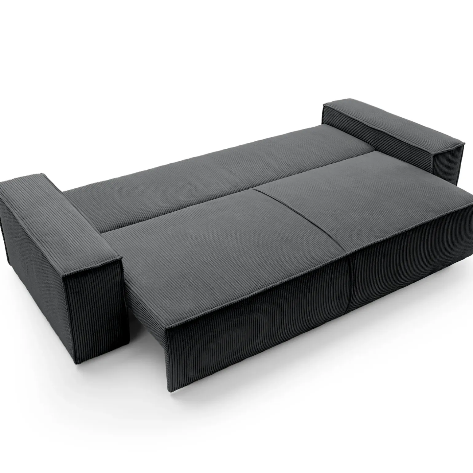 Divano letto 3 posti 257x106cm velluto a coste antracite Snuggle