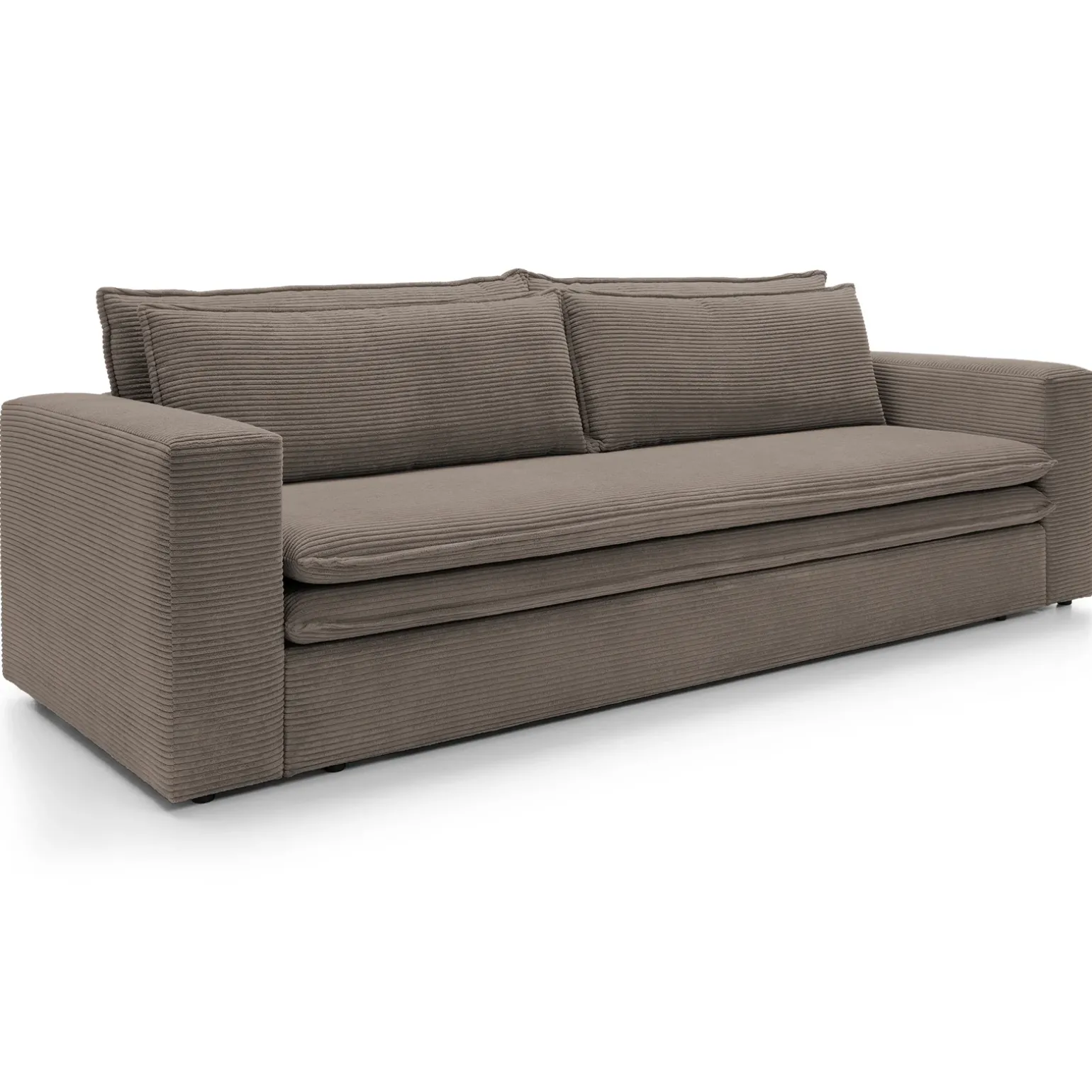 Divano letto 3 posti 244x95cm velluto a coste marrone Restful