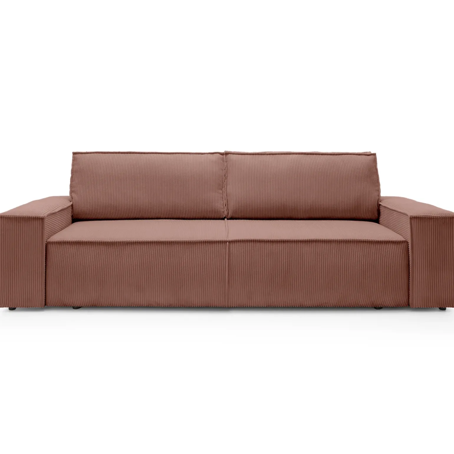 Divano letto 3 posti 257x106cm velluto a coste rosa Snuggle