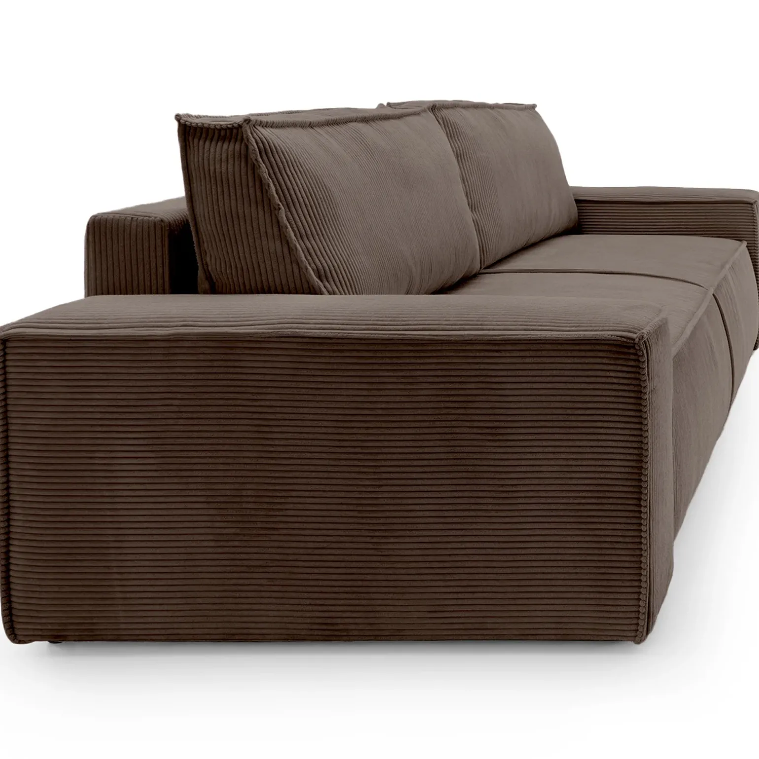 Divano letto 3 posti 257x106cm velluto a coste marrone Snuggle