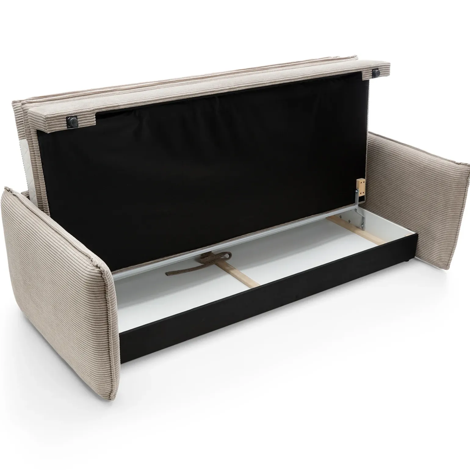 Divano letto 3 posti 229x103cm velluto a coste tortora Softure